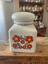 Vintage Taunton Vale – Extra Large Lidded Storage Jar – Orange Flowers – Retro!