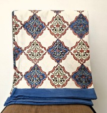 Indian cotton block print tablecloth 60x90 inches