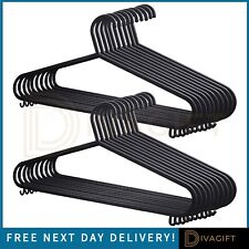 BLACK COAT HANGERS STRONG DURABLE PLASTIC HANGER FOR CLOTHES TROUSERS ADULT NEW