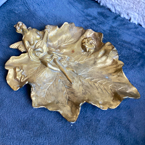 Art nouveau brass trinket - art,