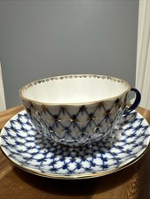 Lomonosov IFZ Porcelain Tea Set “Cobalt Net”, Cup And Saucer