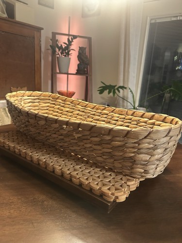 Vintage handwoven wicker bread - vintage,