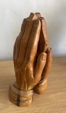 Vintage Hand Carved Olive Wood Praying Hands Figure