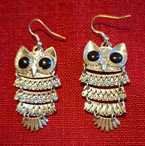 Silver tone owl dangle - silver, dangle/drop