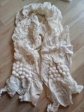 Ladies New Cream Stretch Scarf With Decorated Ends