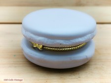 Macaron Shaped Lilac Ceramic-6cm-Vintage Trinket/Jewellery/Pill Box-c