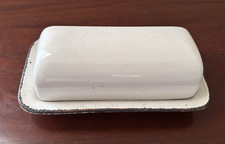 W R Midwinter England Stonehenge CREATION 1/4 Lb Covered Butter Dish  Brown Trim