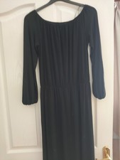 VERY Round Necked, Elasticated Waist Black Long Sleeve Maxi Dress - size 14-16