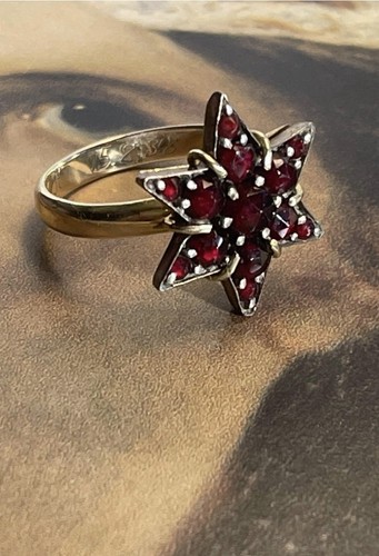 Ring star garnet gold - , 333