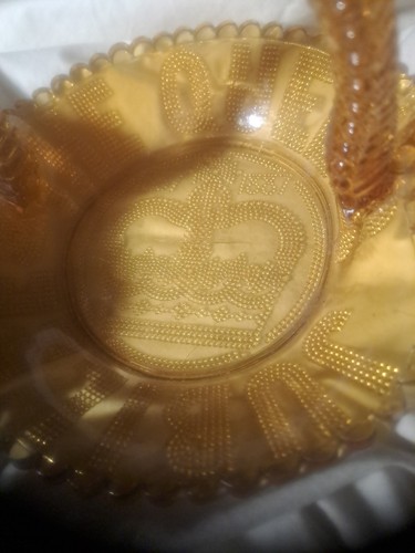 Antique amber glass plate - amber, bowl