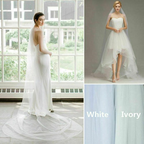 Long white wedding veil - long,