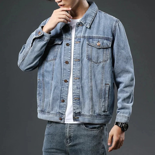 Washed mens denim jacket - washed,