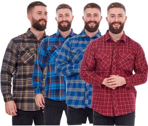 Mens flannel check shirts yarn - check,