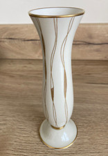 Vintage Furstenberg Germany Tall Porcelain Bud Vase Cream/Gold #01825