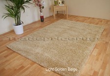SMALL - LARGE LIGHT GOLDEN BEIGE SAND NATURAL THICK PILE SHAGGY LUXURY SHAG RUG