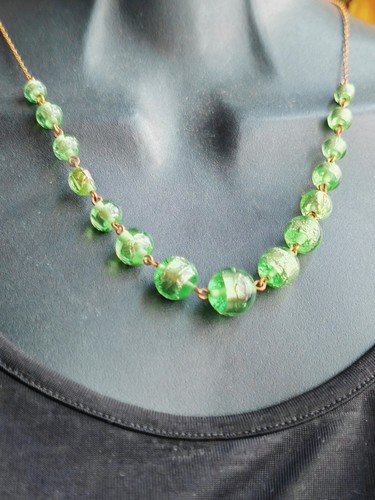 Bright green czech foil glass - green,
