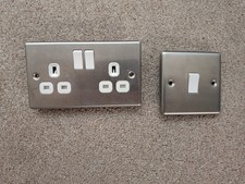 Brushed Satin Chrome Light Switch And Double Socket Bundle