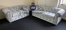 Chesterfield Sofa in Silver Crushed Velvet