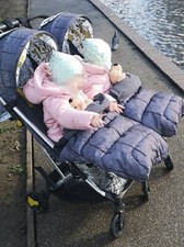 Cosatto Twin Stroller - Fika Forest, Footmuff, Raincoat 