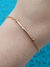 Elegant Accessories Fine Gold Tone Tubular Bead Curb Link Chain Bracelet