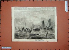 Original Old Antique Print