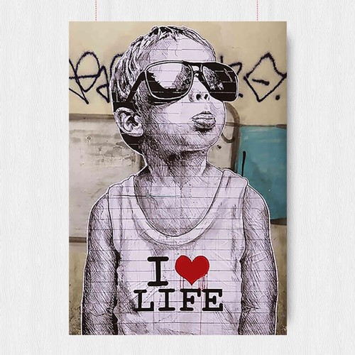 Banksy love life boy street - life,