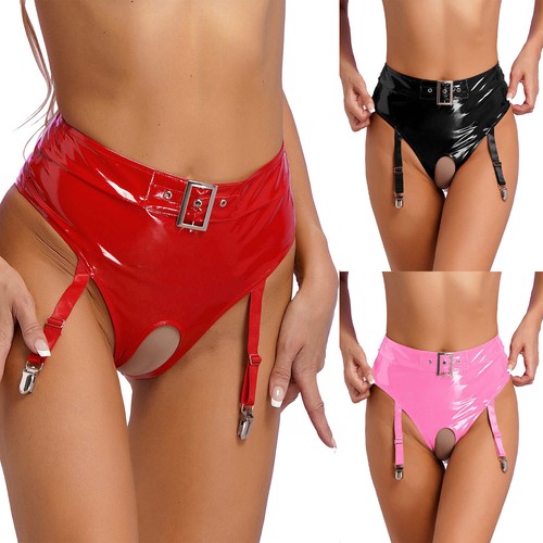 Women pvc leather briefs - uk,