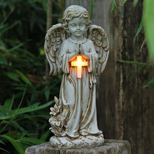 Angel statue for garden - angel, garden,solar