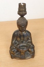 Vintage Brass BUDDHA Figure Table Lamp Sitting Meditation Statue Boho Hippy 7.5"