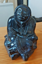 [Rare] Aardvark Inuit Carving Eskimo Spanking Child | Soapstone? | Canada | 1972