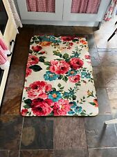 Lovely vibrant vintage floral rug set (large plus two small), shabby chic
