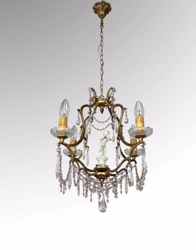 Gilt bronze arm chandelier - bronze, 4