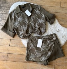 Zara olive green linen-blend