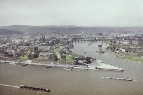River rhine koblenz barges - at,