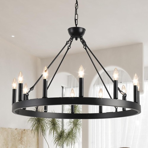 Wagon wheel chandelier - wheel, 32"