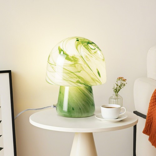 Green white swirl glass - 10",