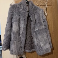 Vintage French rabbit Fur Coat Size 16 Ladies Blue Fur coat