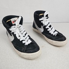 Nike Blazer Mid ‘77 Suede Trainers Men UK7 Black White High Top Classic Lace Up