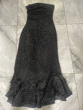 lovely ladies wallis size 10 strapless black spot cocktail evening dress party