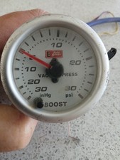GENIUNE  VINTAGE AUTO GAUGE  TURBO BOOST GAUGE VAC PRESS inHg And Psi
