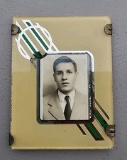 Vintage Art Deco Glass & Metal Frame  Passport Photograph Size Rare