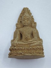 Antique 1850s Thai Buddha Buddhist Clay Amulet Depicting Phra Buddha Chinnaraj