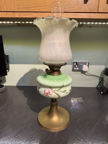 Vintage floral duplex oil lamp - duplex,