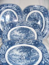 4 Wood & Sons 'Woodland' Rectangle Dinner Plates – Ref 3391