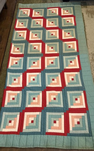 Handmade log cabin quilt - handmade,