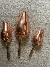 Vintage 3Pc Copper Measuring Scoops Brass Handles Korea 2oz 3oz 7oz 