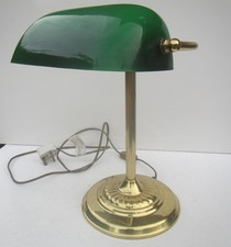 Vintage 'Contrast Lighting' Bankers Style Lamp with Green Glass Shade 1990