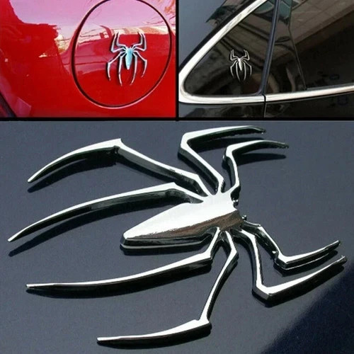 Chrome metal spider logo - 3d,