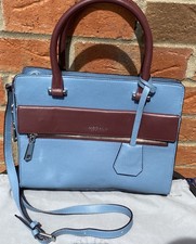 MODALU! BLUE & BURGUNDY ERIN TOTE X BODY & L.STRAP GENUINE LEATHER