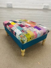 Hand Made Large Footstool In Patchwork Design (brand New)